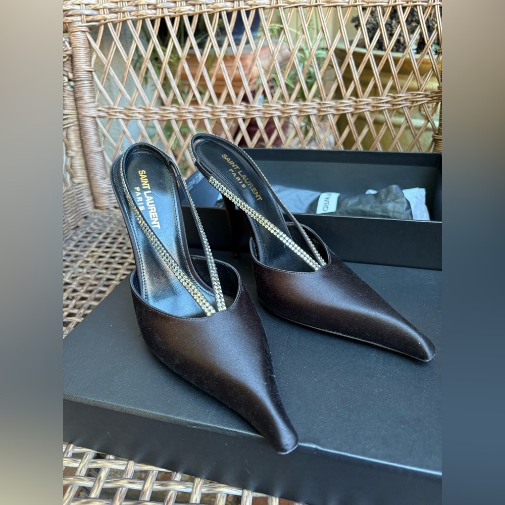 SAINT LAURENT Chacha Pump in Nero & Crystal Velvet New in Box! - Picture 7 of 16
